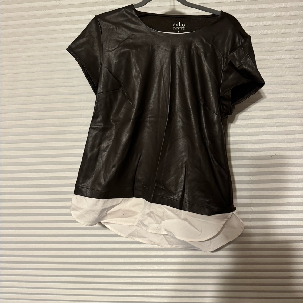 Soho green faux leather layered Blouse